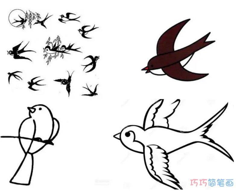 飞翔的燕子怎么画涂色 燕子简笔画图片