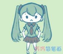 怎么绘画卡通小女孩简笔画带步骤简单又好填色