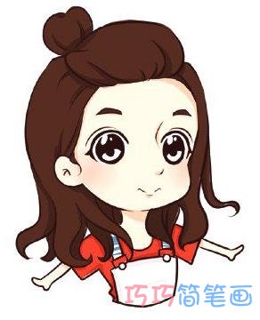 怎么绘画Q版丸子头赵丽颖带步骤简单又好看涂色