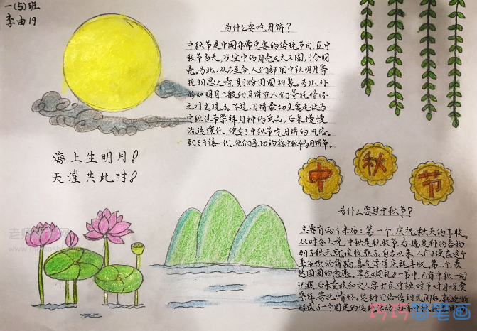 小学生迎中秋节手抄报版面设计图一等奖