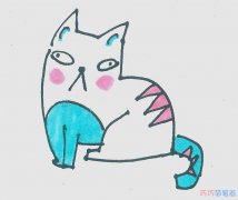 坐着的小猫咪简笔画画法图片步骤涂色