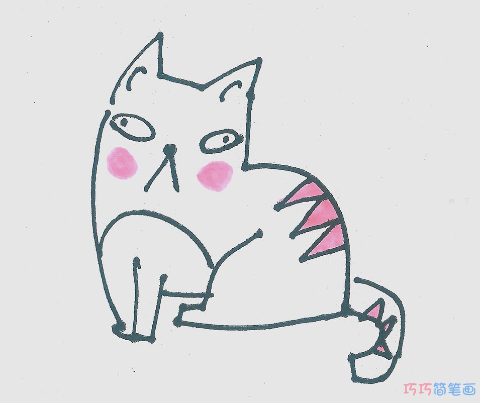 坐着的小猫咪简笔画画法图片步骤