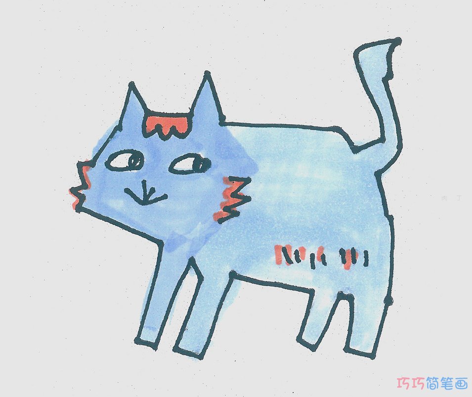 可爱小猫简笔画画法图片步骤