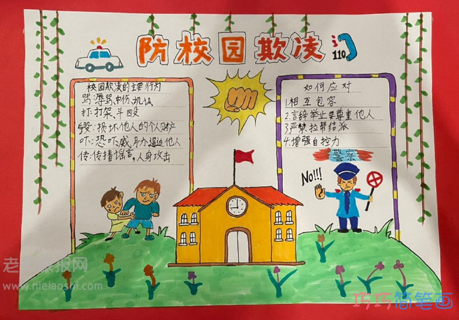 杜绝校园欺凌·保护少年手抄报-校园安全手抄报内容