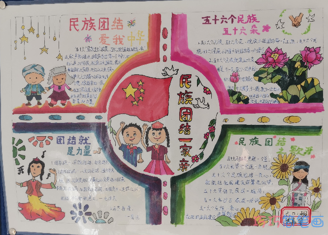 《民族团结一家亲》主题学生手抄报图片-带文字