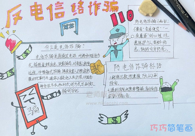 全民防犯电信诈骗手抄报图片-如何防范电信诈骗