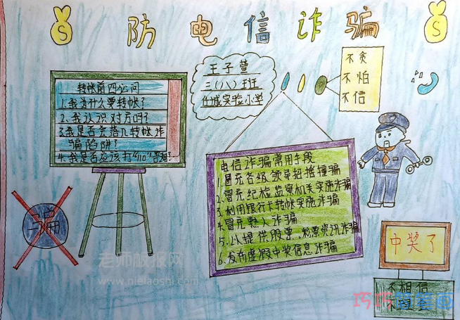 全民防犯电信诈骗手抄报图片-如何防范电信诈骗