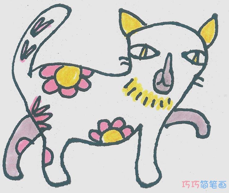 可爱卡通小猫简笔画画法图片步骤