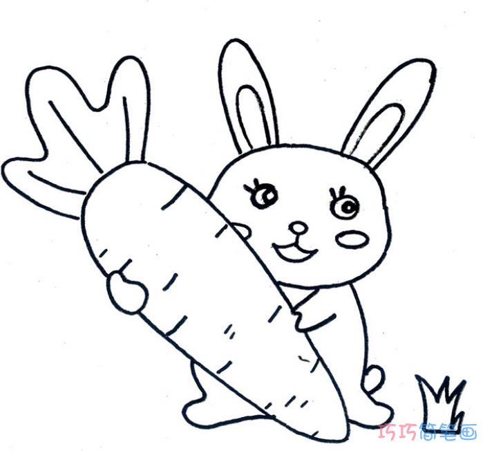 小白兔简笔画画法图片步骤涂颜色
