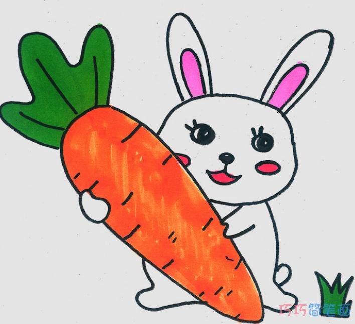 小白兔简笔画画法图片步骤涂颜色
