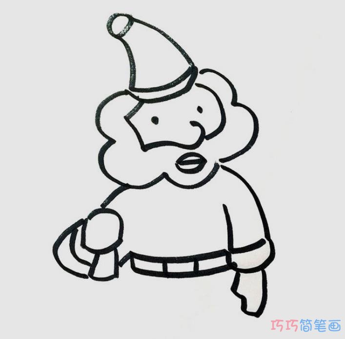 卡通圣诞老人简笔画步骤简单又可爱涂颜色