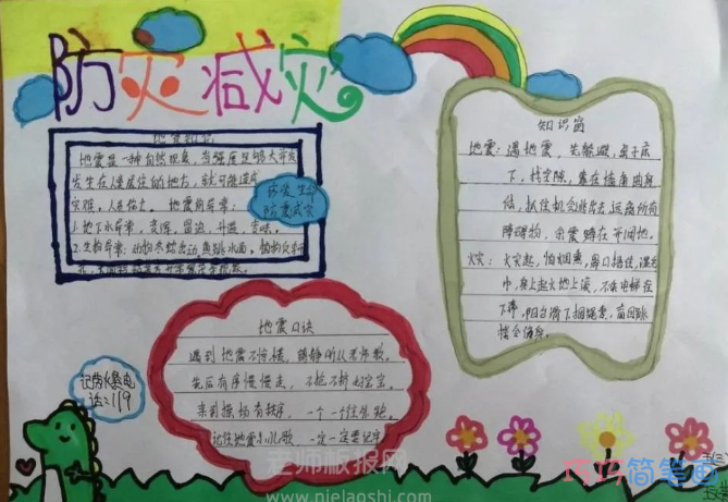 小学生防震减灾主题手抄报·含文字内容·防震减灾手抄报