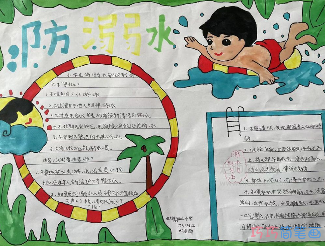 珍爱生命·预防溺水手抄报绘画图片-中小学生溺水防护知识