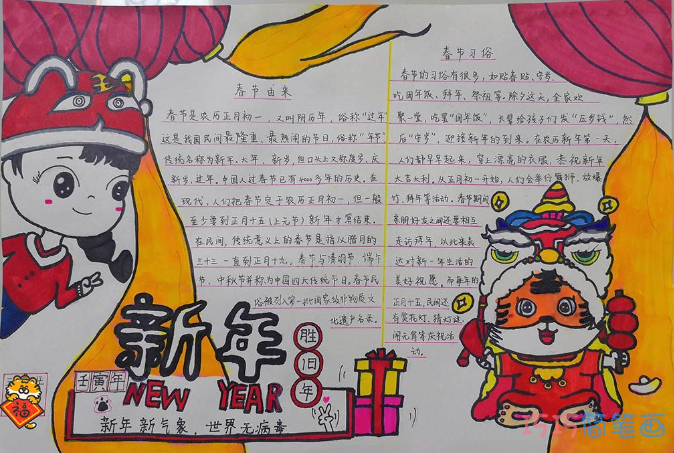 小学生《新年快乐》主题手抄报图片简单漂亮
