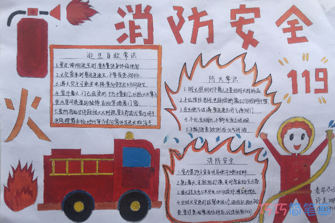 消防安全119手抄报图片 消防安全小常识