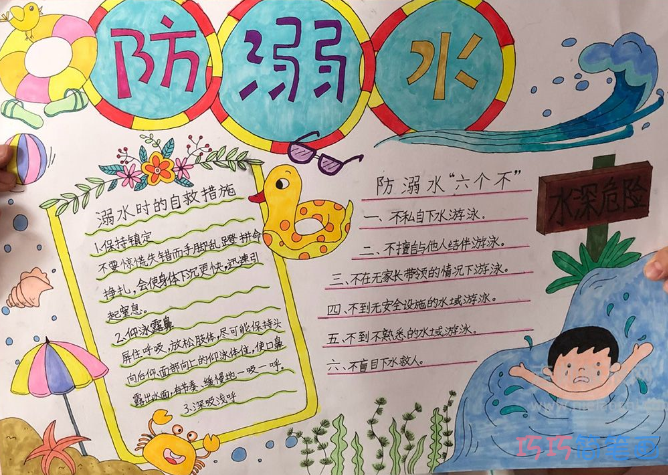 中小学生防溺水手抄报图片安全伴我行