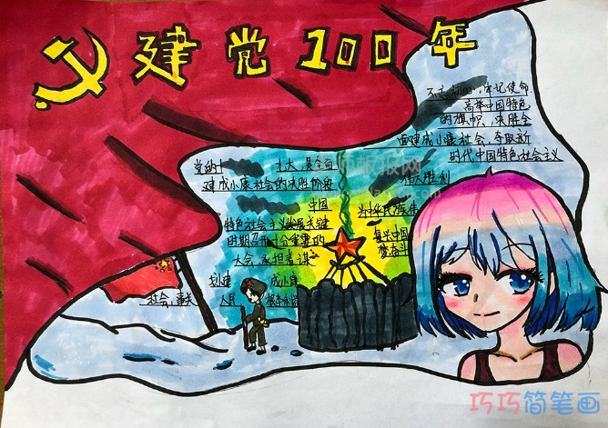 奋斗百年路起航新征程建党100周年手抄报