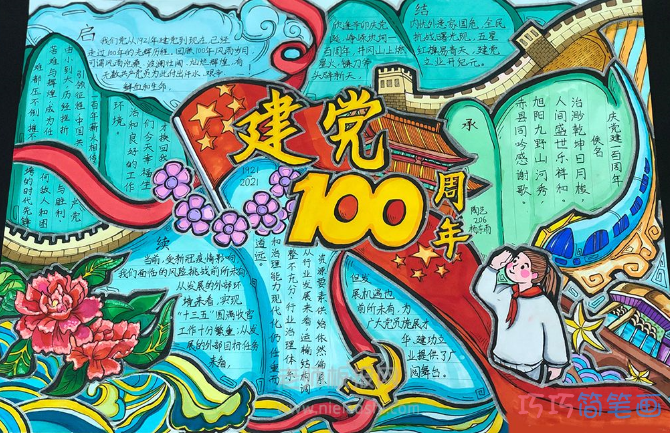 庆祝新中国建党100周年手抄报