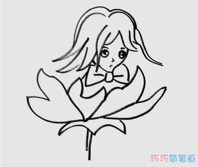 简单简笔画步骤图片大全 有颜色花仙子简笔画图解