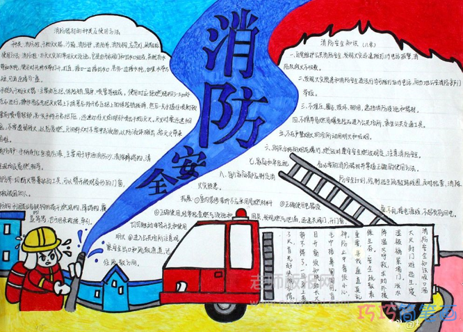 消防安全生命至上手抄报图片