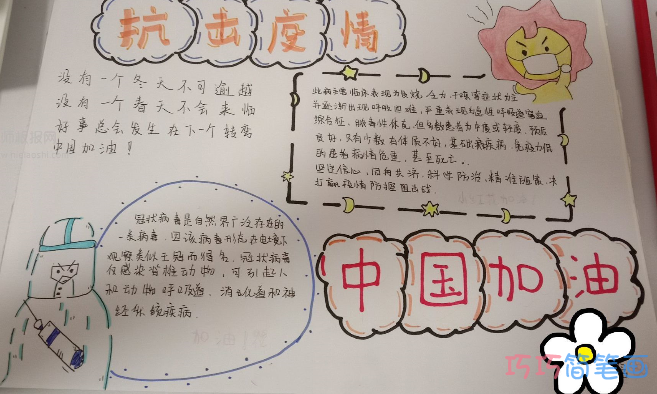 关于抗击疫情中国加油手抄报怎么画简单又漂亮