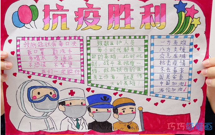 关于疫情防控抗疫胜利手抄报图片简单又好看