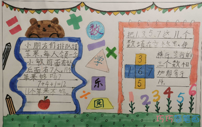 小学生数学故事数学乐园手抄报模板图片简单又漂亮