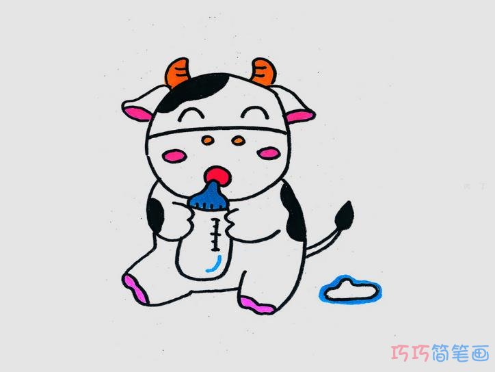 怎么画小牛的画法步骤 儿童简单可爱简笔画图片