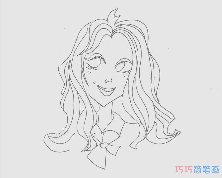 7-9岁儿童简笔画教程 带颜色小女孩的画法图解教程