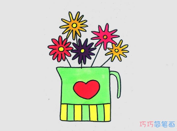 一步一步教你画小花瓶的画法步骤 简笔画步骤图片