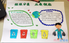小学生关于垃圾分类从我做起手抄报简笔画简单又漂亮