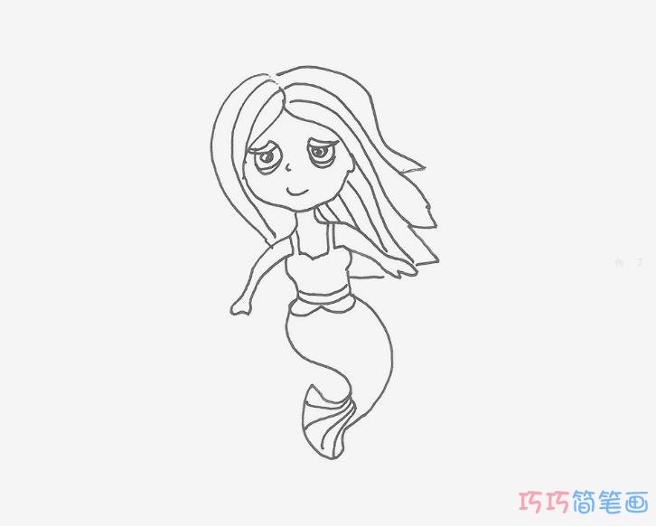 6-9岁简笔画大全 卡通小美人鱼怎么画最简单
