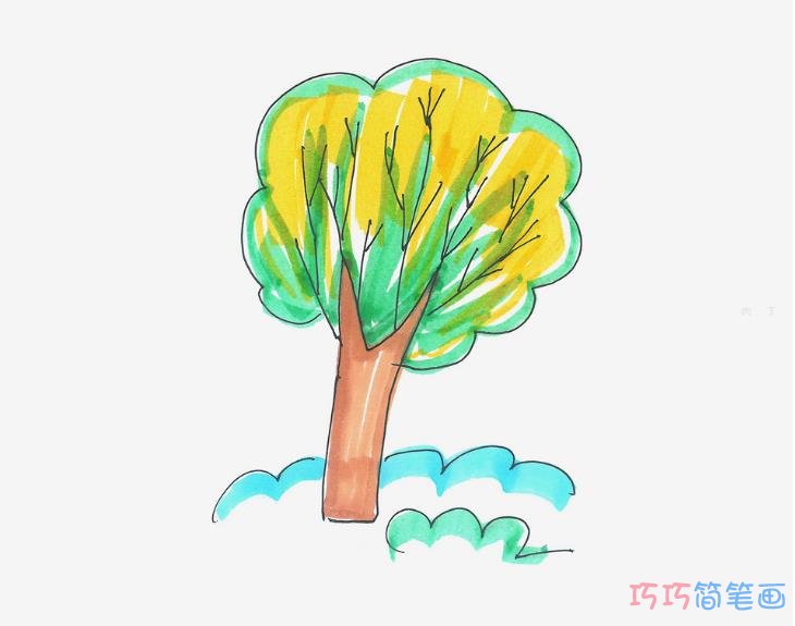 5-8岁儿童画教程 有颜色大树怎么画