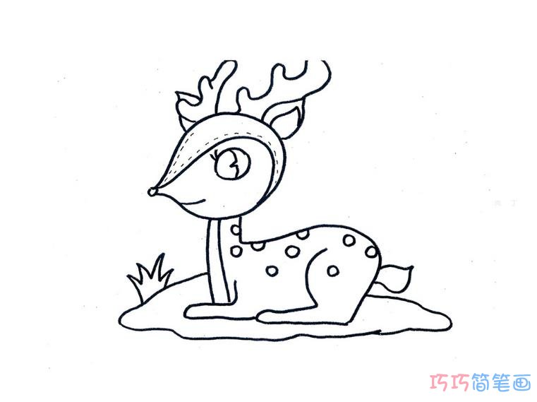 怎么画小梅花鹿的画法教程 简单可爱简笔画图片