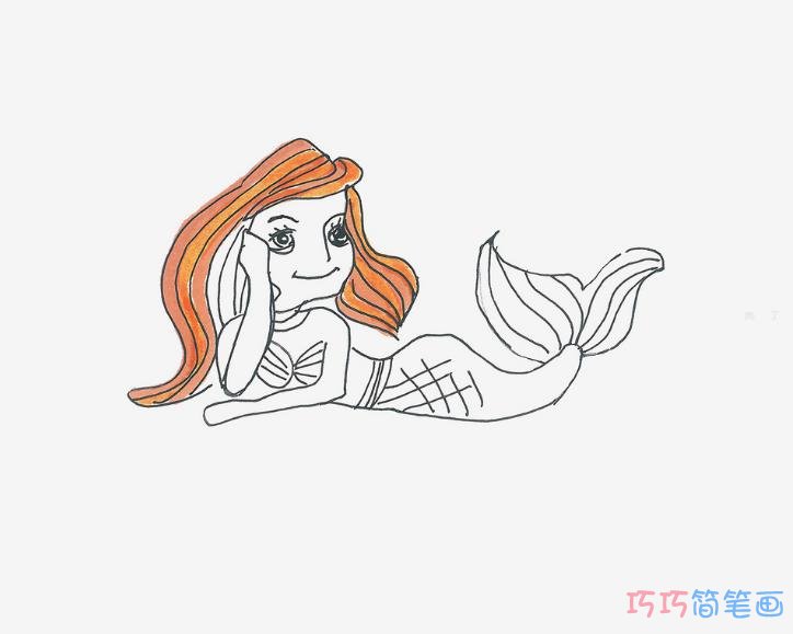 最简单简笔画教程 小美人鱼的画法教程