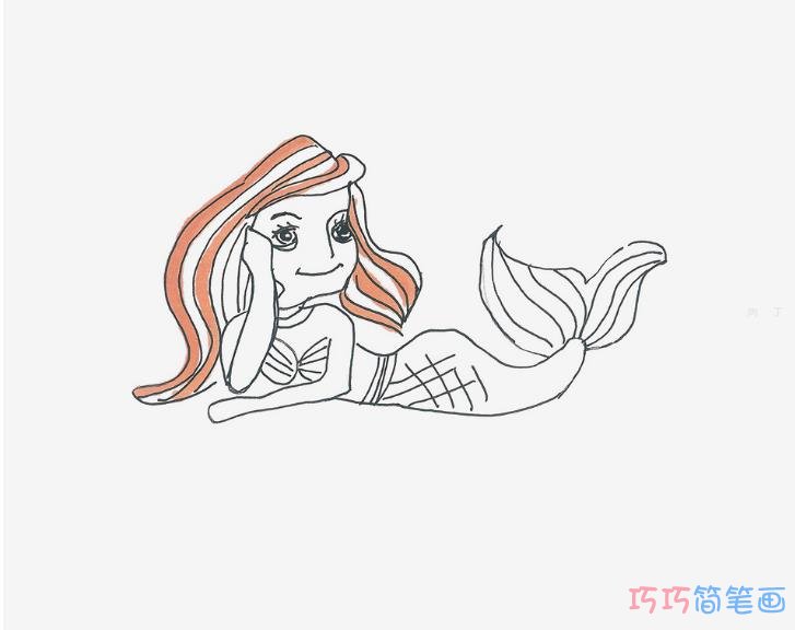 最简单简笔画教程 小美人鱼的画法教程