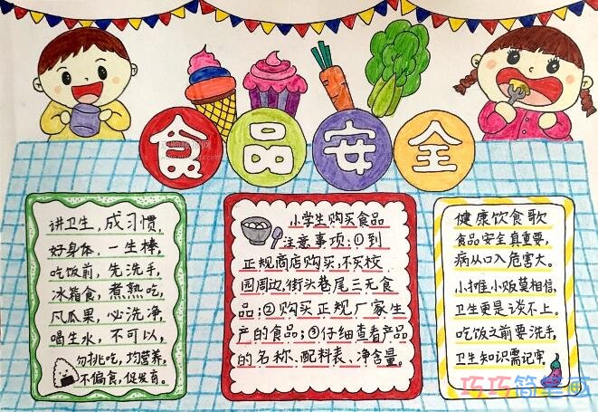 小学生食品安全手抄报简笔画怎么画简单又漂亮一等奖