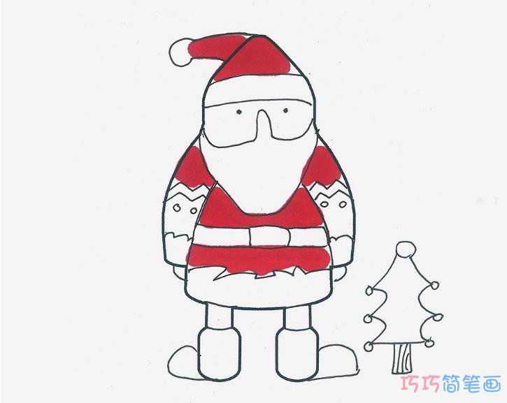 4-6岁简笔画作品 圣诞老人的画法