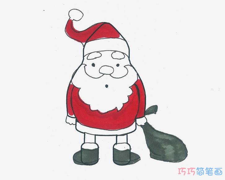 漂亮简笔画教程 色彩小圣诞老人怎么画简单又好看