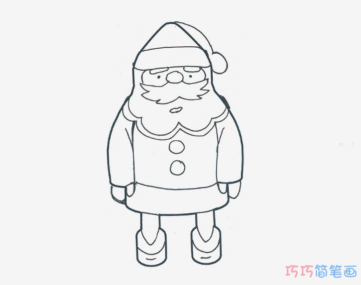 七八岁儿童简笔画启蒙教程 带颜色小圣诞老人的画法图解