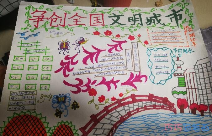 关于创建文明城市 和谐家园手抄报图片简单又精美