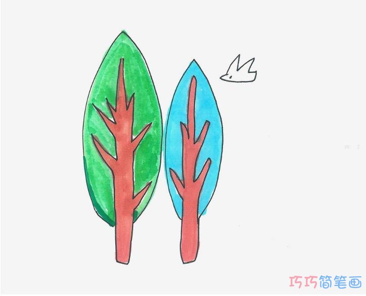 幼儿简笔画大树怎么画简单又漂亮涂色