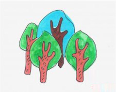 大树怎么画涂色简单又漂亮 大树儿童简笔画图片幼儿园手绘