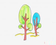 大树怎么画简单又漂亮涂颜色 大树儿童画图片