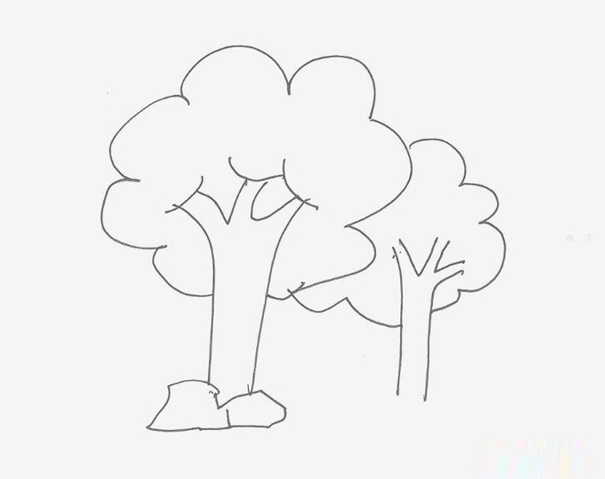 可爱简笔画图片 色彩大树怎么画