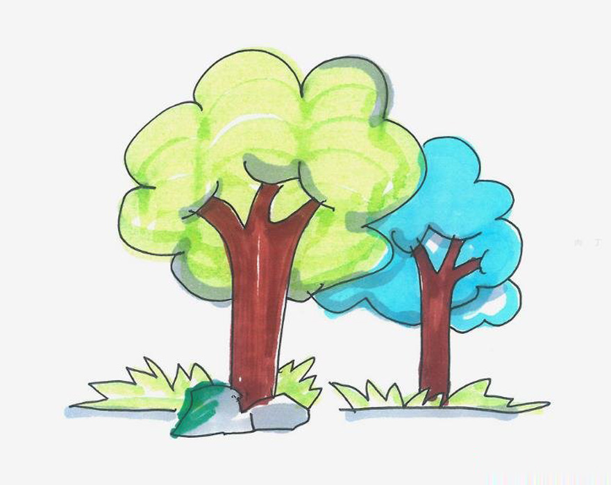 涂色大树怎么画简单又漂亮带步骤儿童画
