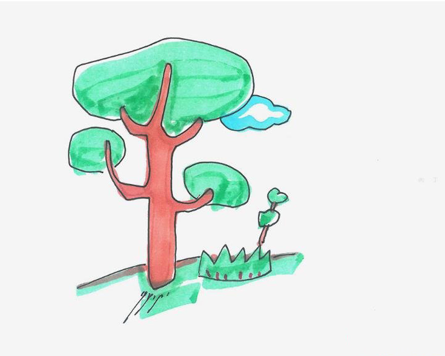 儿童画大树怎么画涂颜色简单又漂亮带步骤