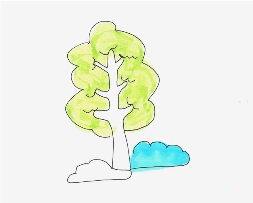 儿童简笔画大树的画法步骤填色简单又漂亮