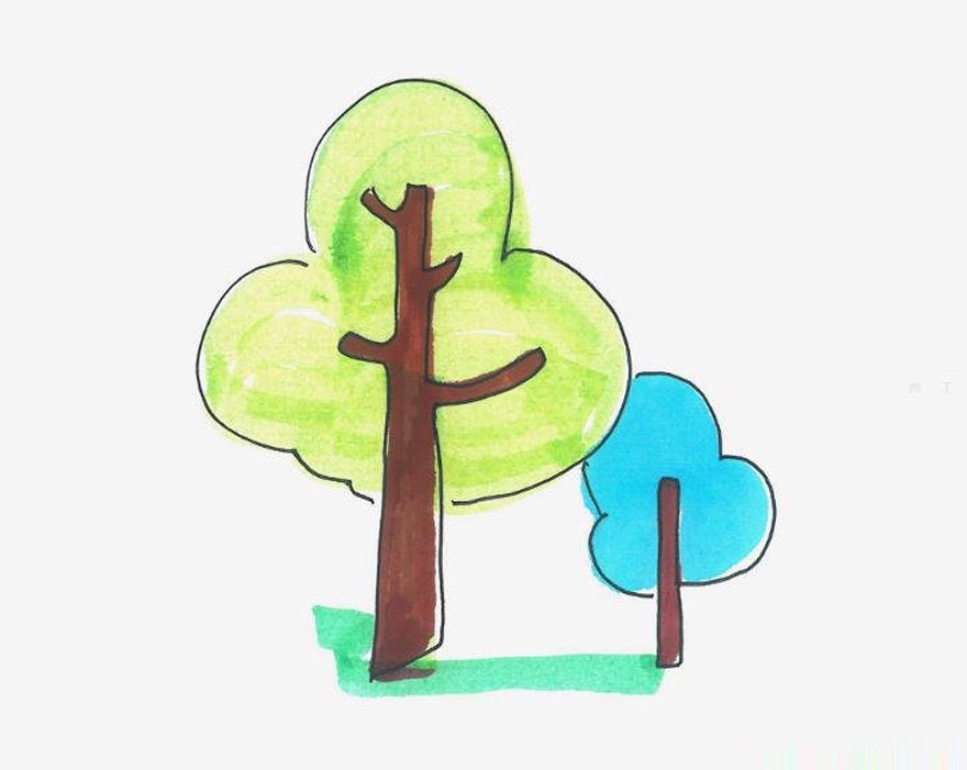 幼儿园简笔画大树怎么画涂颜色简单又漂亮