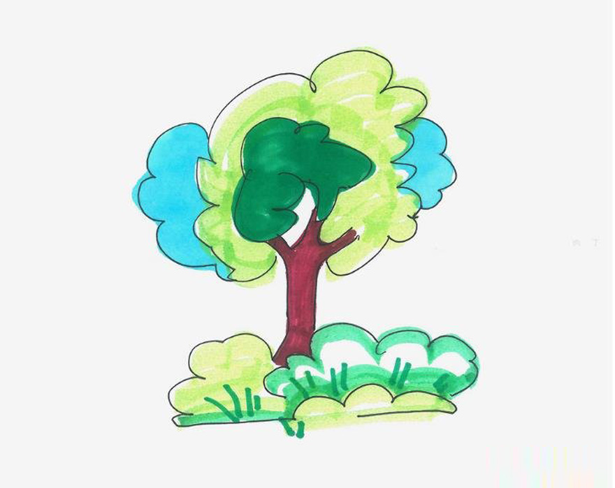 幼儿园简笔画教程 大树怎么画简单又好看